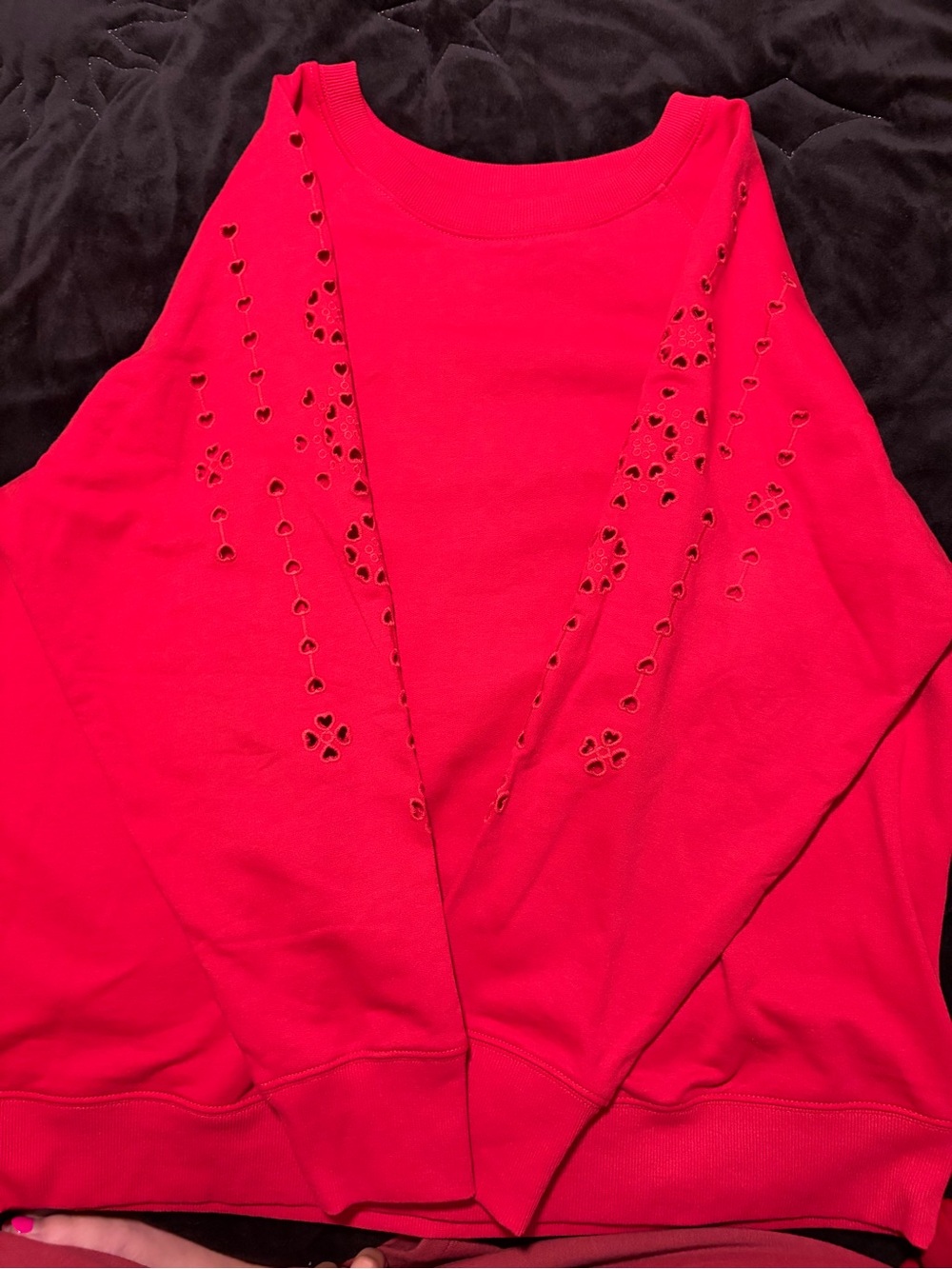 Maurices Bright Red Crewneck Pullover with Cutout Detail
